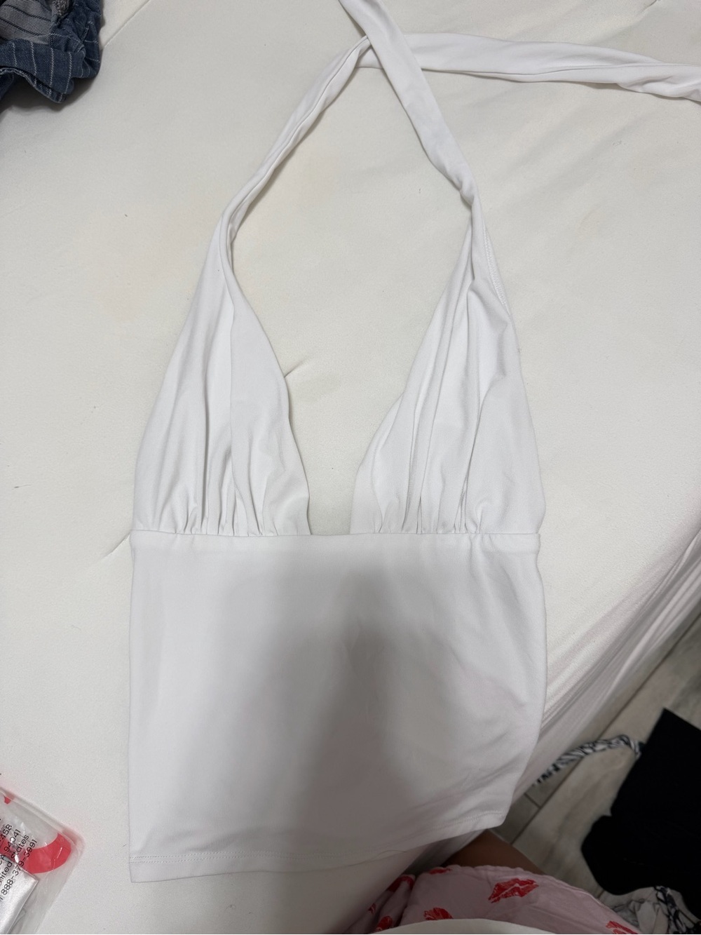 White Halter One-Piece tank top- Classic Solid